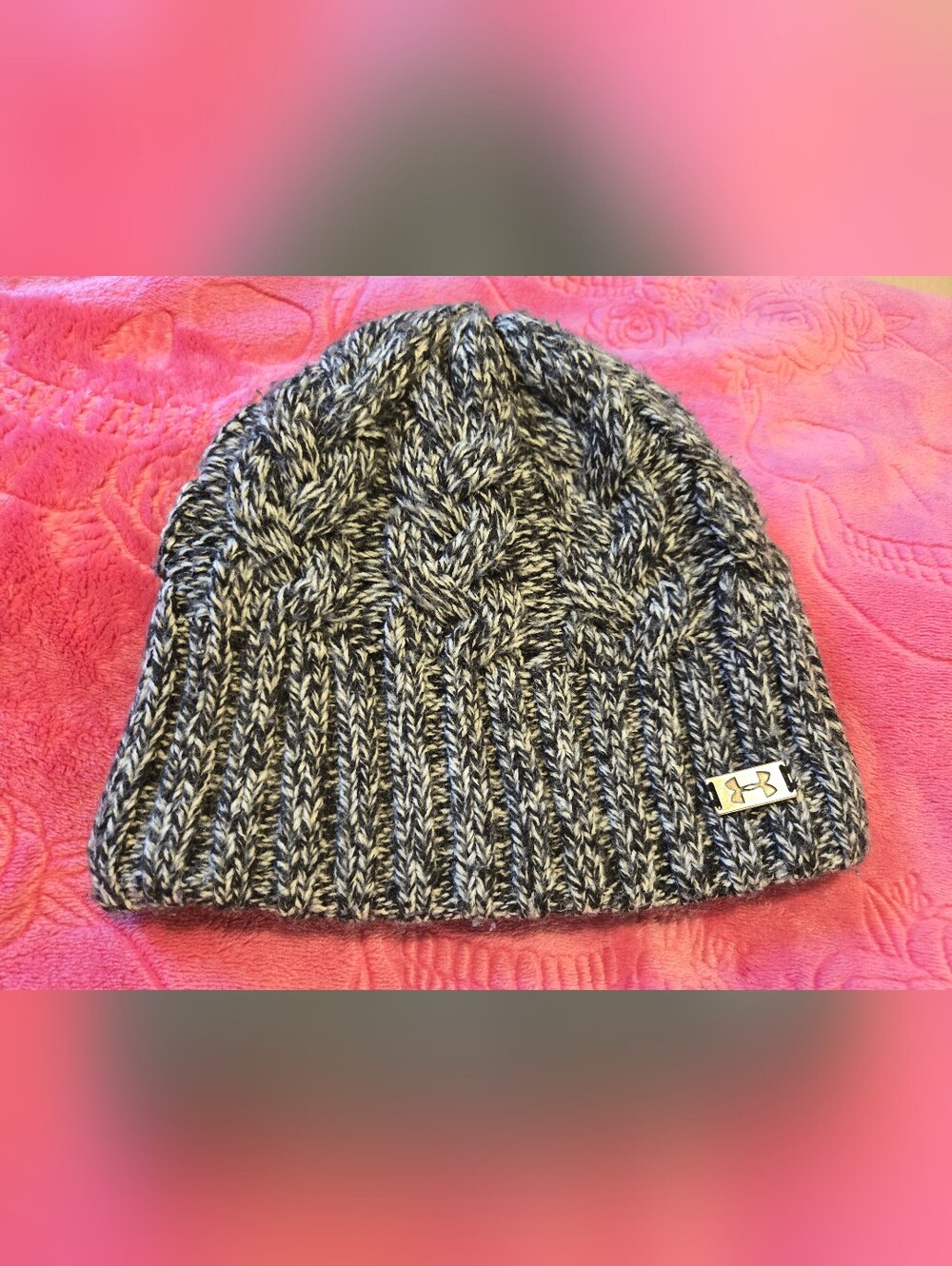 Under Armour Kids Black & White Marled Cable Knit Beanie